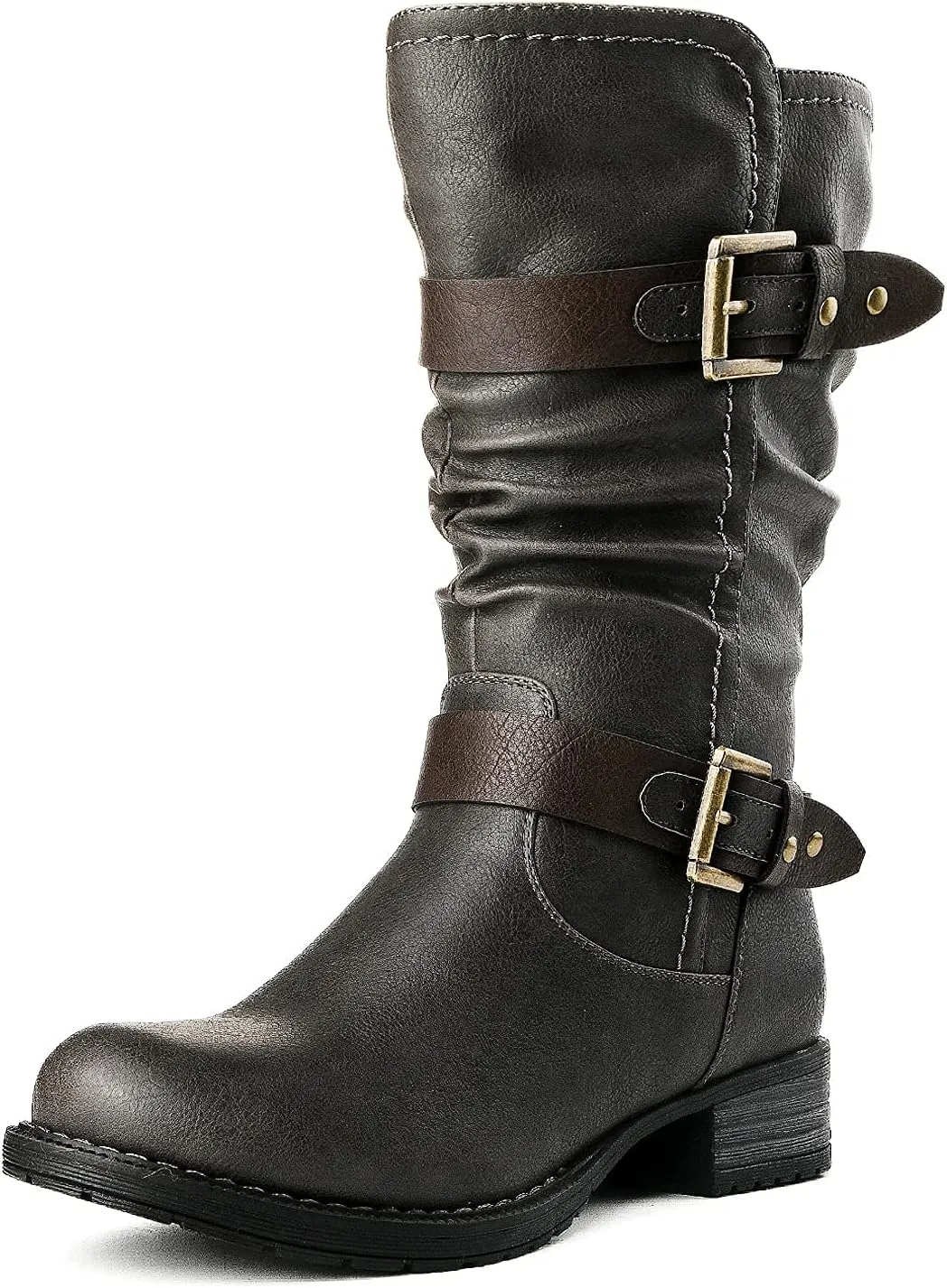 GLOBALWIN Women's Mid Calf Comfortable Fashion Dress Boots For Women Low Heel With Zipper