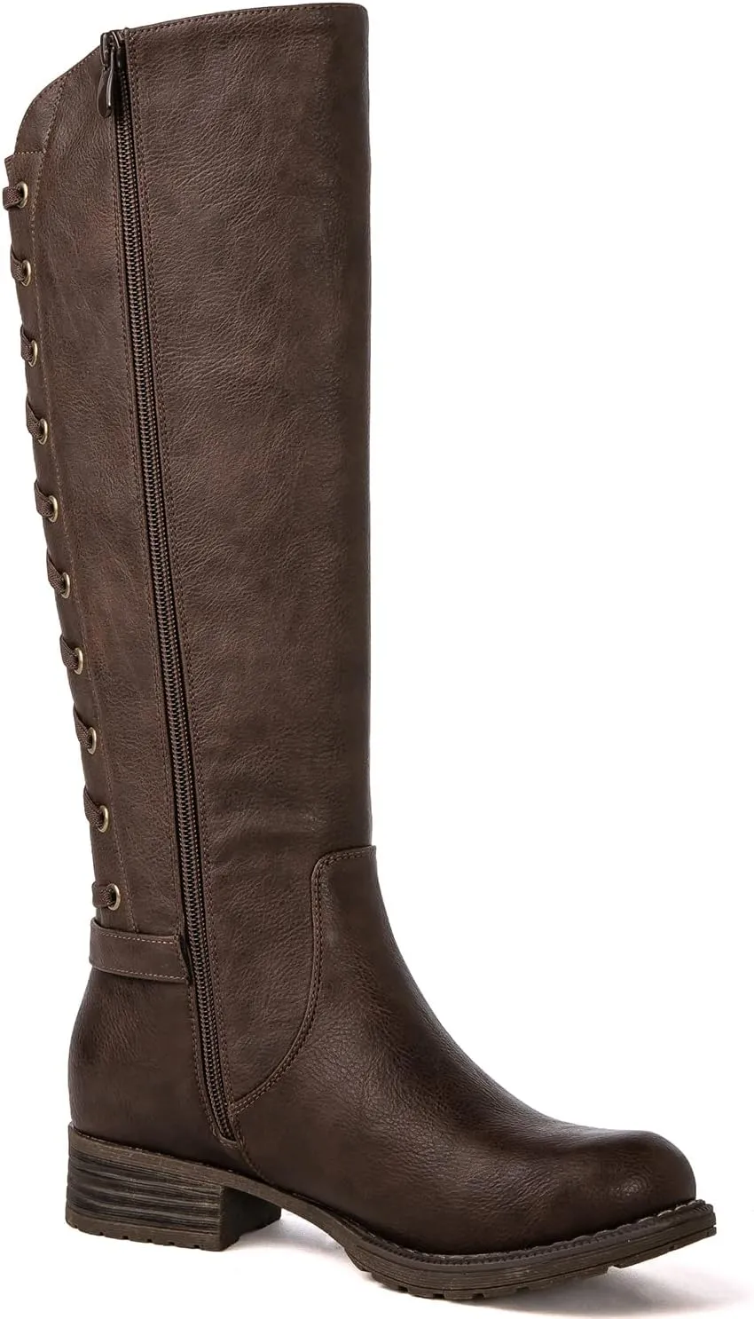 GLOBALWIN Women's Quilted Knee High Fashion Boots Strappy Boots For Women