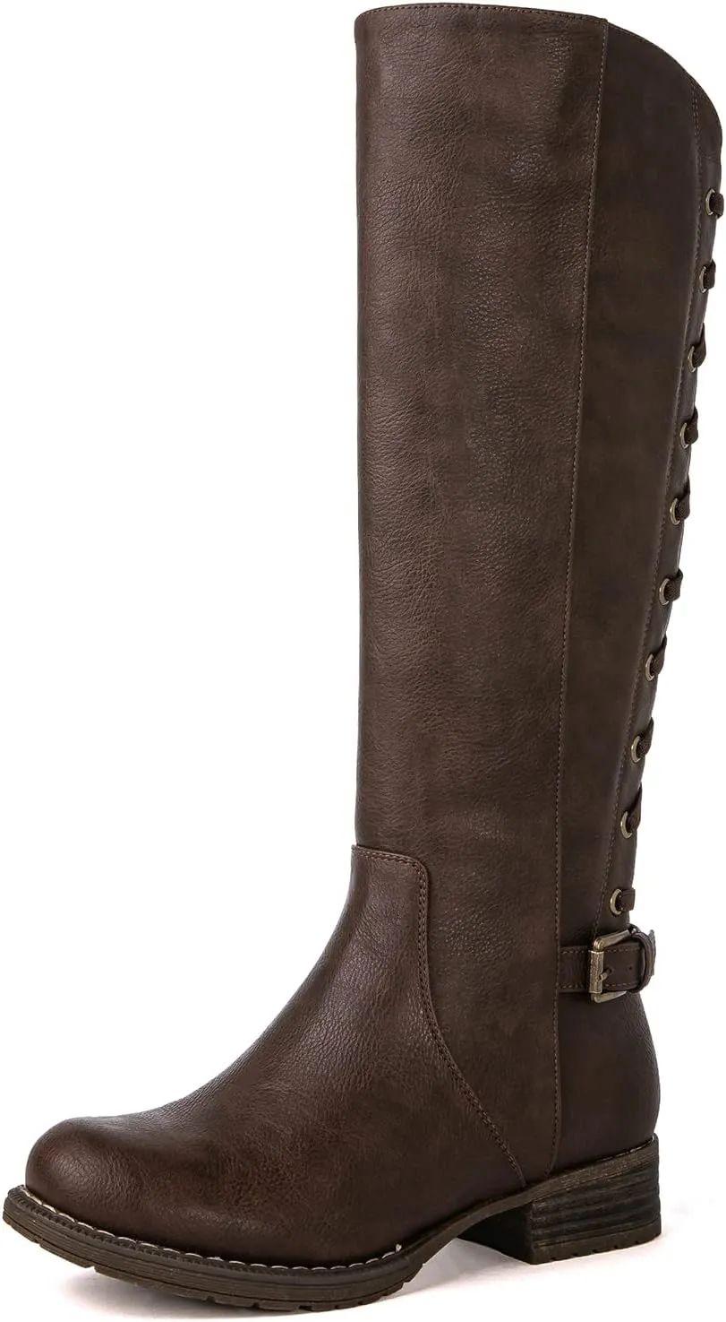 GLOBALWIN Women's Quilted Knee High Fashion Boots Strappy Boots For Women