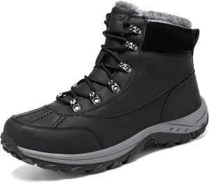 GoodValue Men's Snow Boots Waterproof Insulated Warm Fur Lined Winter Duck Boot Non-slip Outdoor Ankle Mid-top Cold Weather Shoes Work Hiking Trekking
