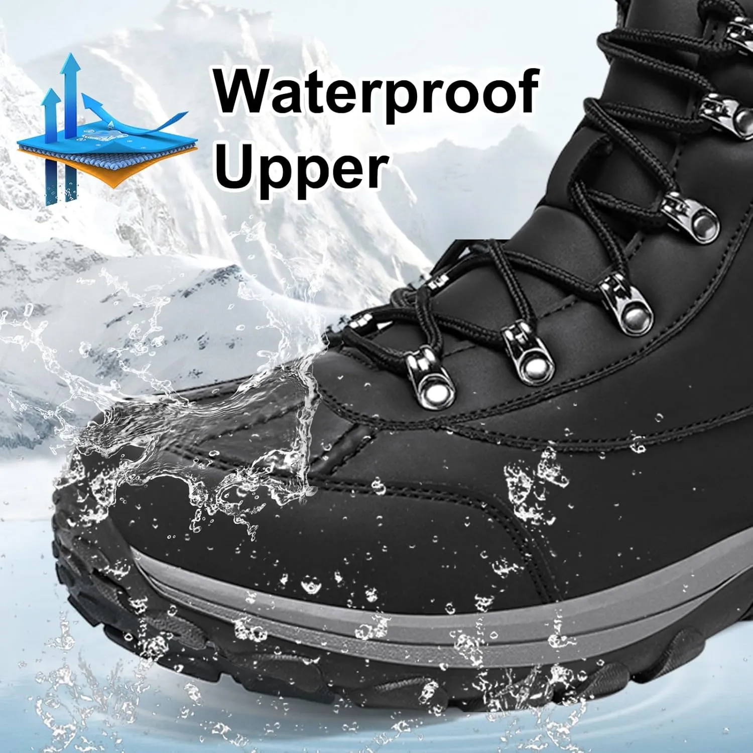 GoodValue Men's Snow Boots Waterproof Insulated Warm Fur Lined Winter Duck Boot Non-slip Outdoor Ankle Mid-top Cold Weather Shoes Work Hiking Trekking
