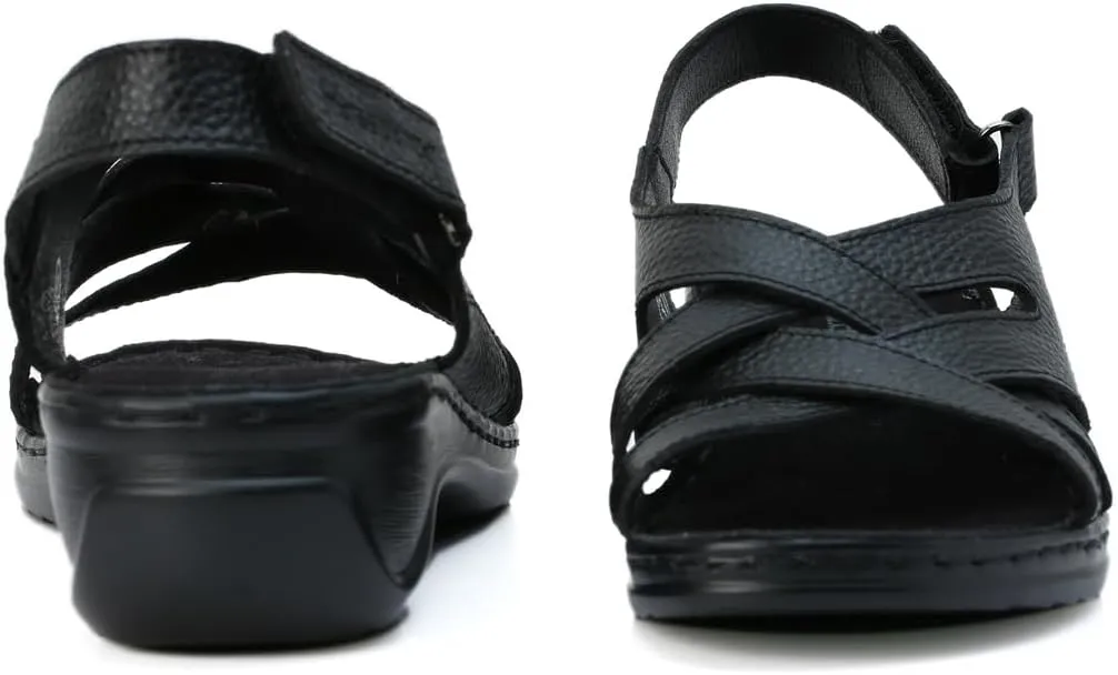 Harssidanzar Womens Wedge Sandals Summer Open Toe Walking Low Heel Sandals SL262US