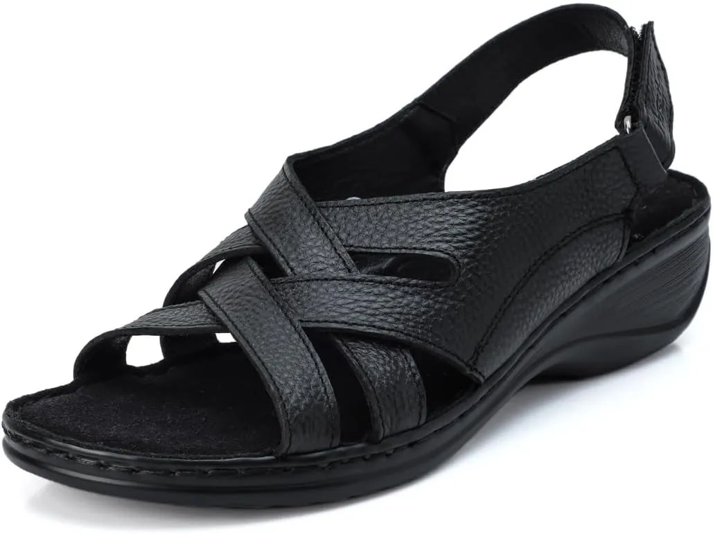 Harssidanzar Womens Wedge Sandals Summer Open Toe Walking Low Heel Sandals SL262US