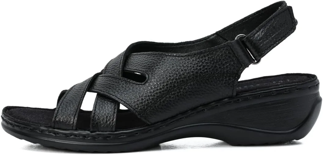 Harssidanzar Womens Wedge Sandals Summer Open Toe Walking Low Heel Sandals SL262US