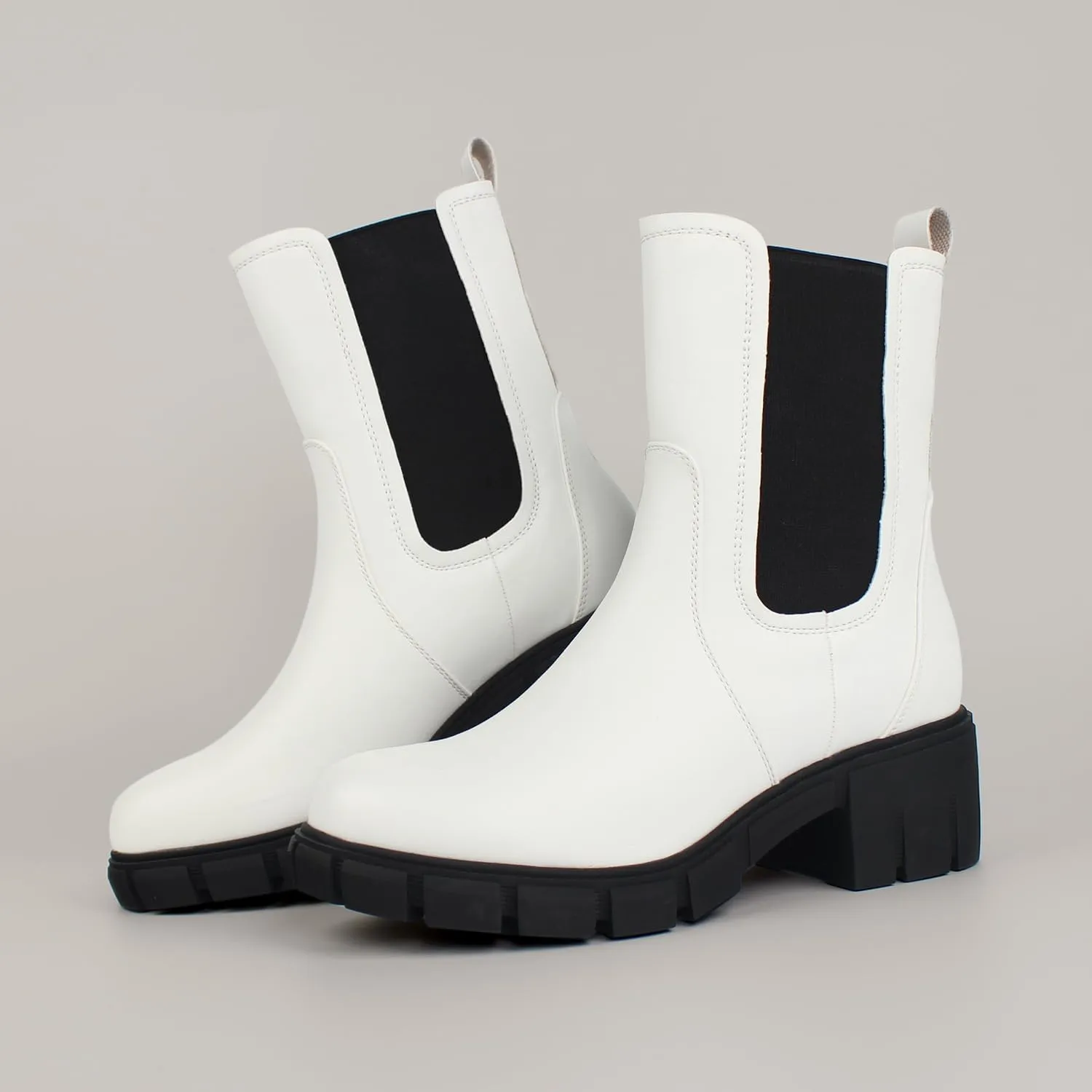 Hawkwell Women's Platform Chelsea Boots Chunky Ankle Boots Elastic Block Heel Lug Sole Booties