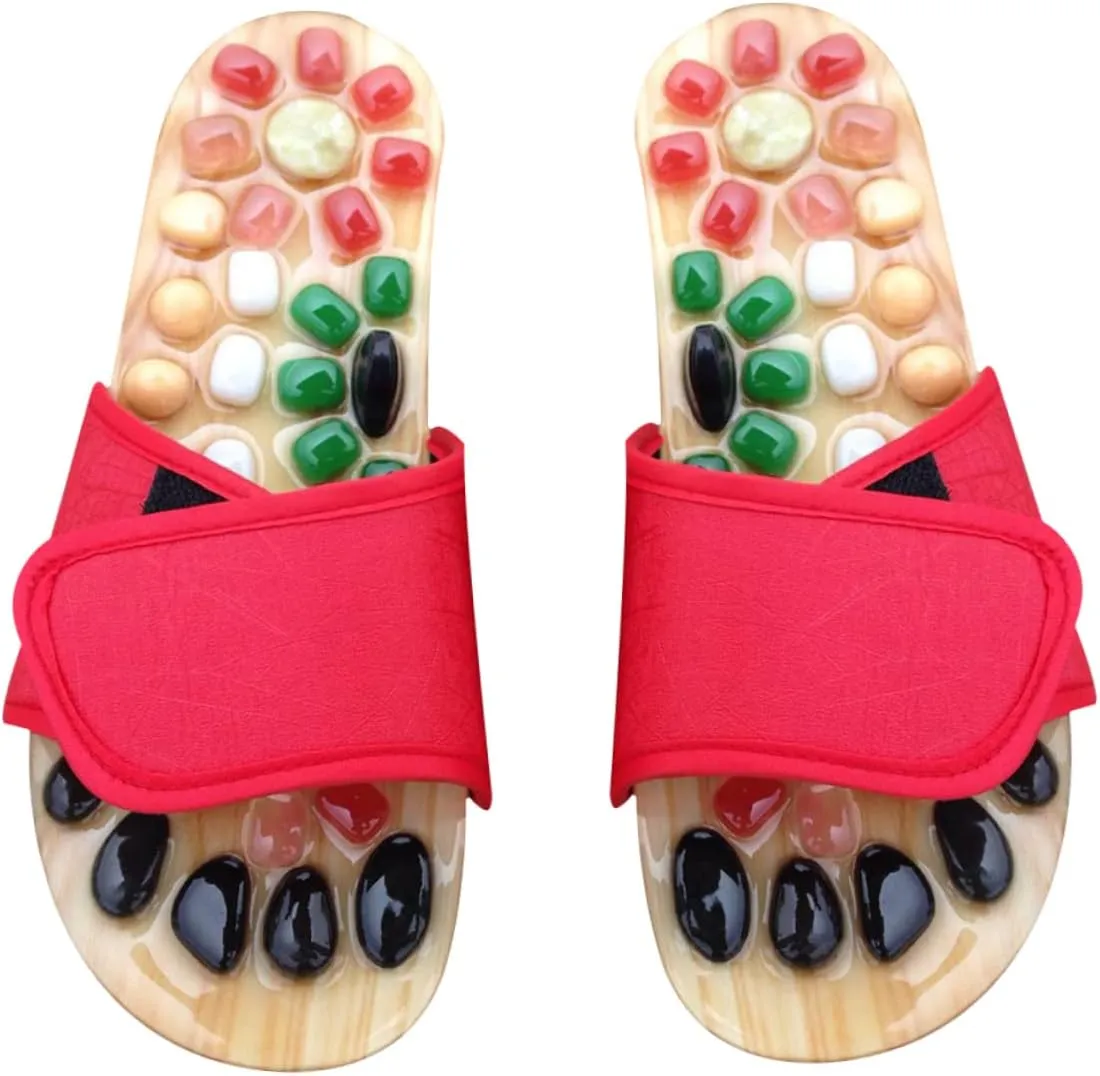 Health Foot Massage Shoes Acupressure Sandals Jade Comfortable Pu/eva Red Size 37-38