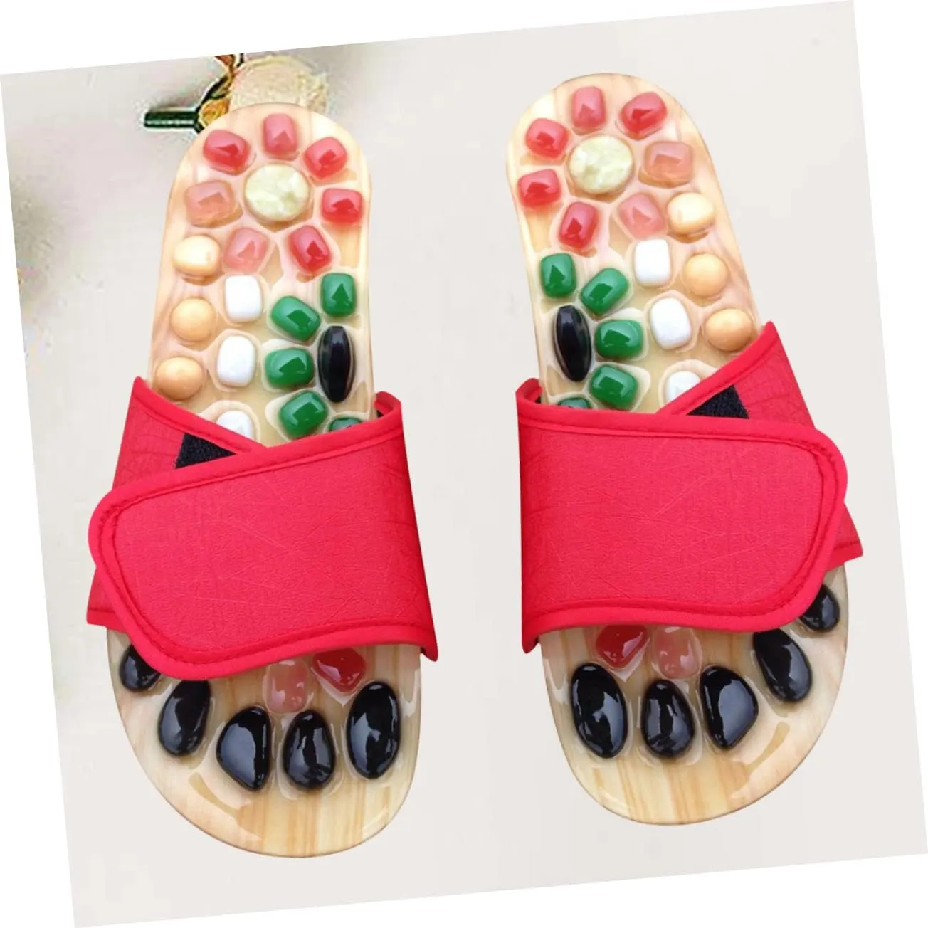Health Foot Massage Shoes Acupressure Sandals Jade Comfortable Pu/eva Red Size 37-38