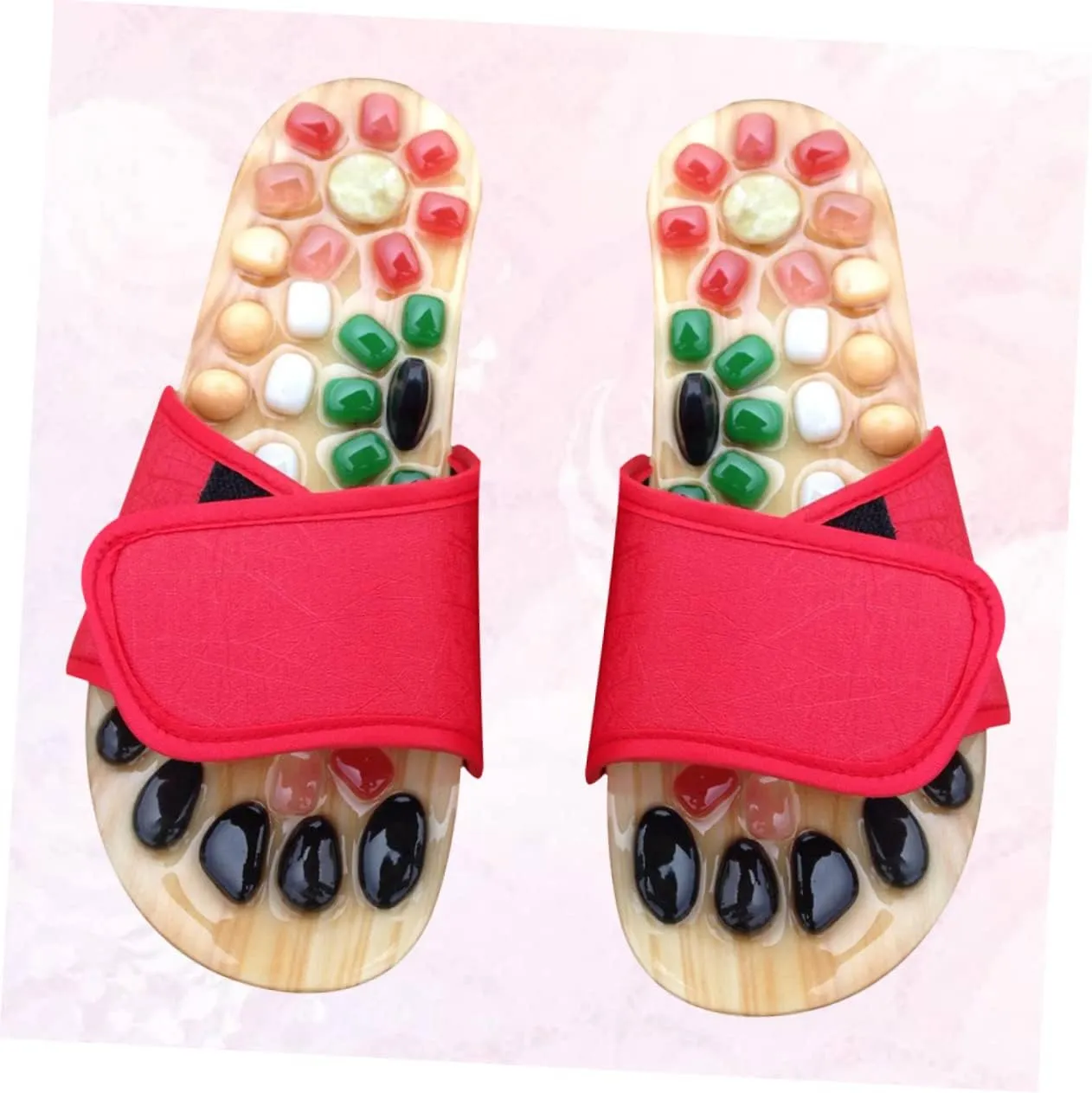 Health Foot Massage Shoes Acupressure Sandals Jade Comfortable Pu/eva Red Size 37-38