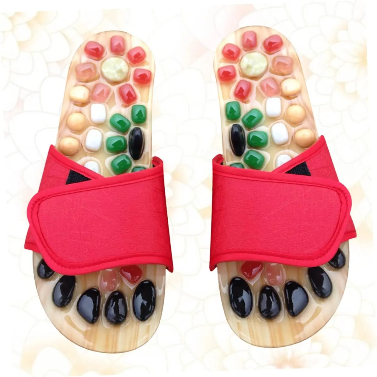 Health Foot Massage Shoes Acupressure Sandals Jade Comfortable Pu/eva Red Size 37-38