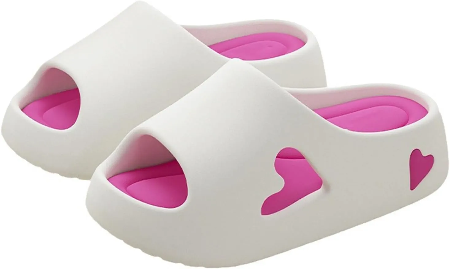 Heart Platform Sandals Women Girls EVA Cloud Slippers Shower Slides for Bathroom/Pool/Beach with Removable Insole