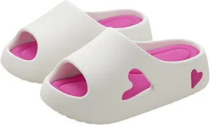 Heart Platform Sandals Women Girls EVA Cloud Slippers Shower Slides for Bathroom/Pool/Beach with Removable Insole