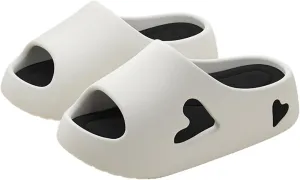 Heart Platform Sandals Women Girls EVA Cloud Slippers Shower Slides for Bathroom/Pool/Beach with Removable Insole
