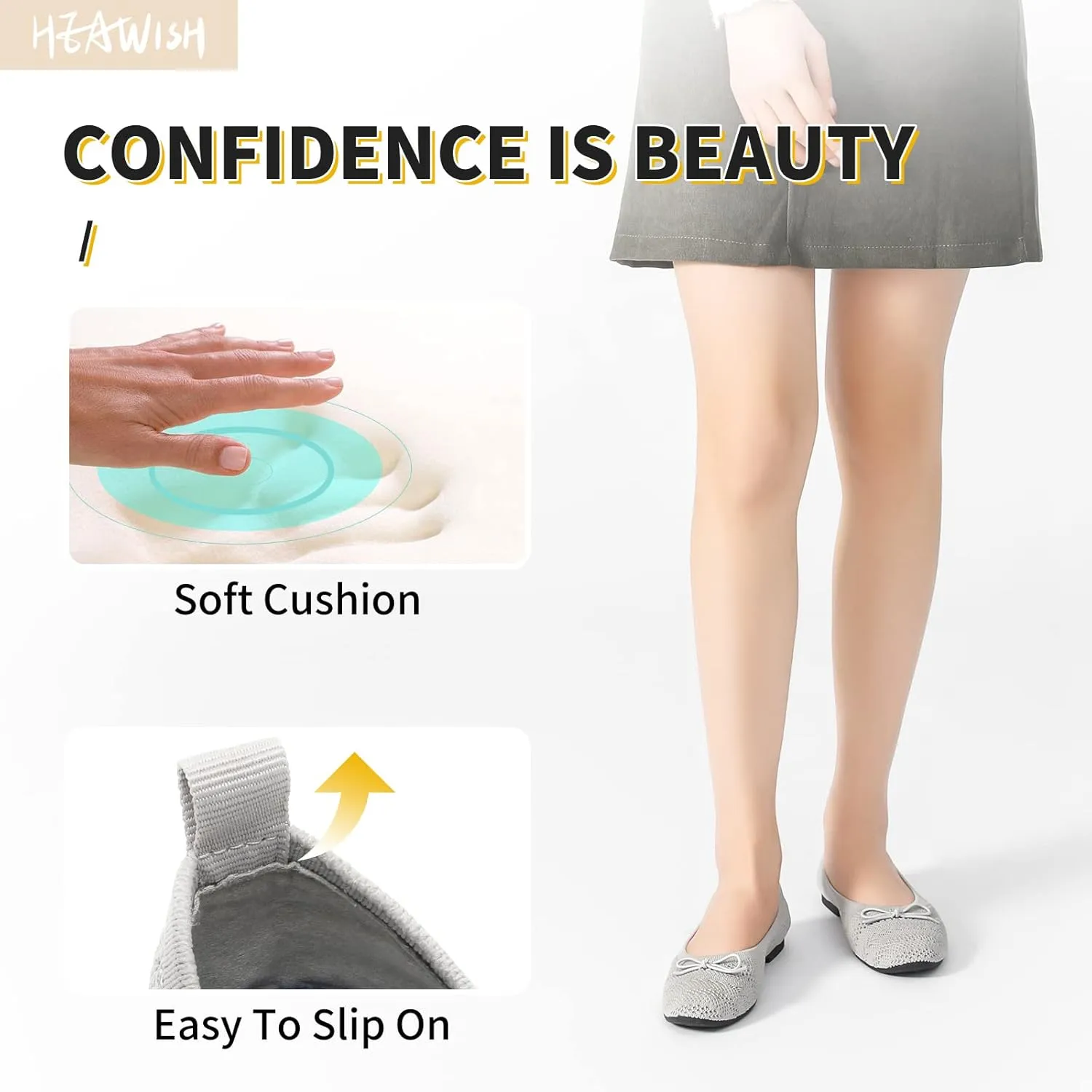 HEAWISH Women’s Flats Shoes Comfortable Crochet Lace Mesh Round Toe Slip On Casual Ballet Flats Dress Shoes