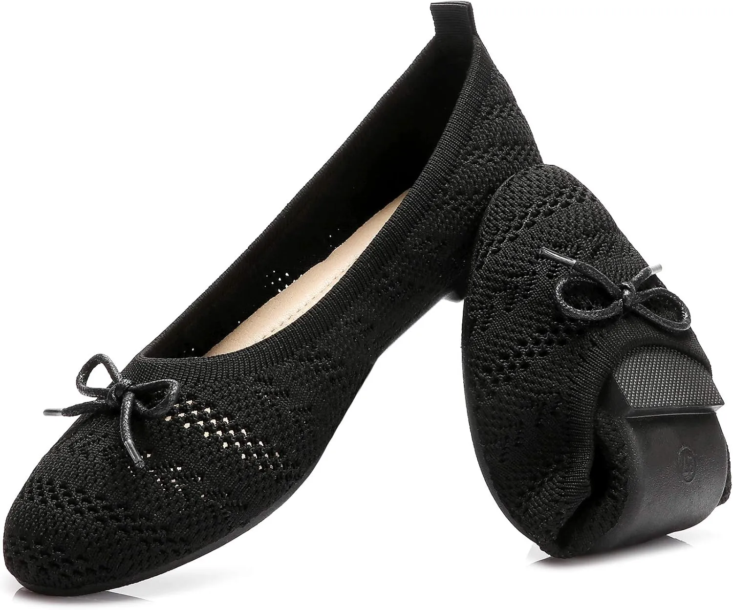 HEAWISH Women’s Flats Shoes Comfortable Crochet Lace Mesh Round Toe Slip On Casual Ballet Flats Dress Shoes
