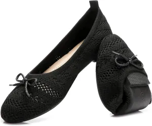 HEAWISH Women’s Flats Shoes Comfortable Crochet Lace Mesh Round Toe Slip On Casual Ballet Flats Dress Shoes