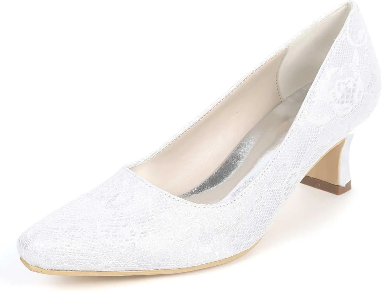 Heel Dress Sandals Closed Toe Satin Lace Pointed Toe Wedding Bridal Homecoming Shoes for Women Bride Bridesmaid Ladies