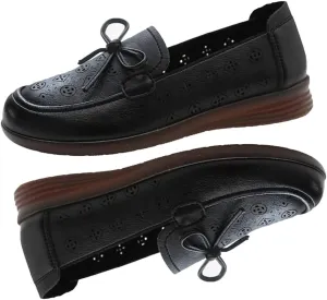 HESBITEUL Women's Casual Penny Loafers Driving Moccasins Comfort Slip on Flat Boat Shoes Walking Shoes with Bowknot