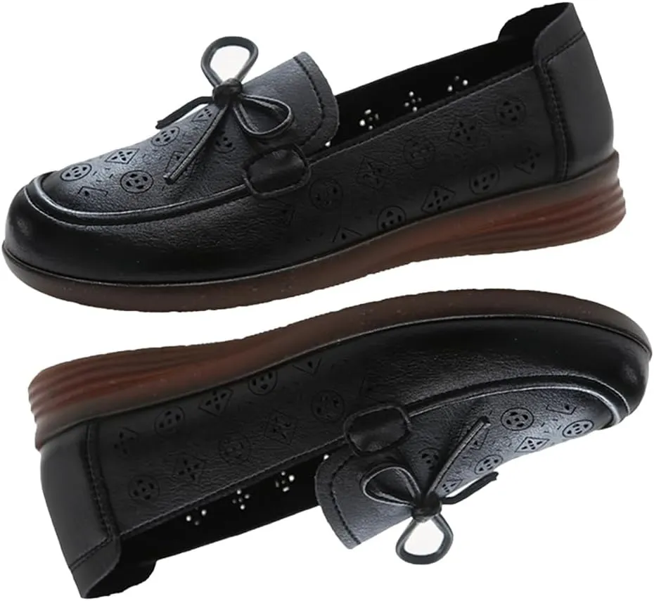 HESBITEUL Women's Casual Penny Loafers Driving Moccasins Comfort Slip on Flat Boat Shoes Walking Shoes with Bowknot