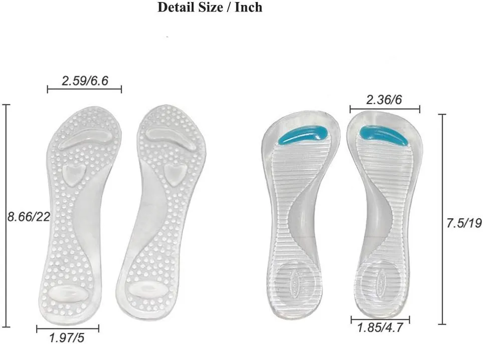 High Heel Cushion Inserts Women,Gel Insoles Women Ball of Foot Inserts for Sandals,Silicone Cushion Shoe Insoles,Women Insoles High Arch,Arch Support Shoe Insert Flat Feet Ladies,Pump Inserts