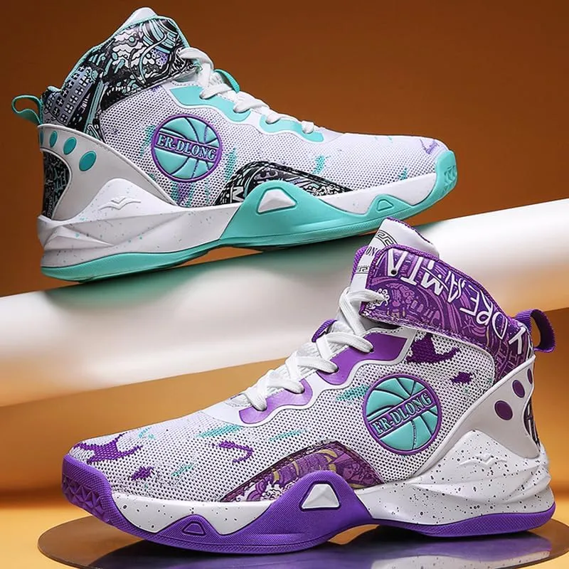 High Top Basketball Shoes for Men, Non-Slip Breathable Basketball Training Sneakers, Fashion Athletic Running Shoes