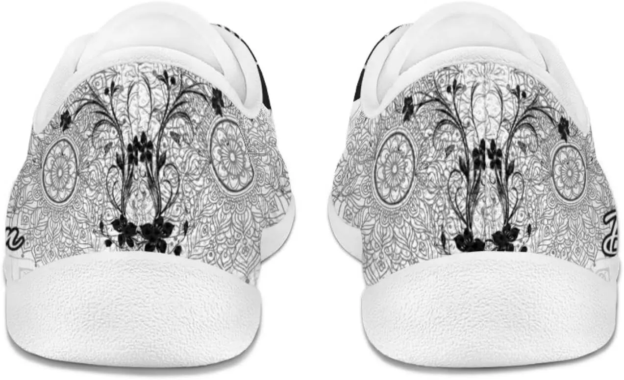 Howilath Boho Mandala Animal Women Barefoot Shoes Casual Shoes Lace up Loafers Running Sneaker with EVA Sole