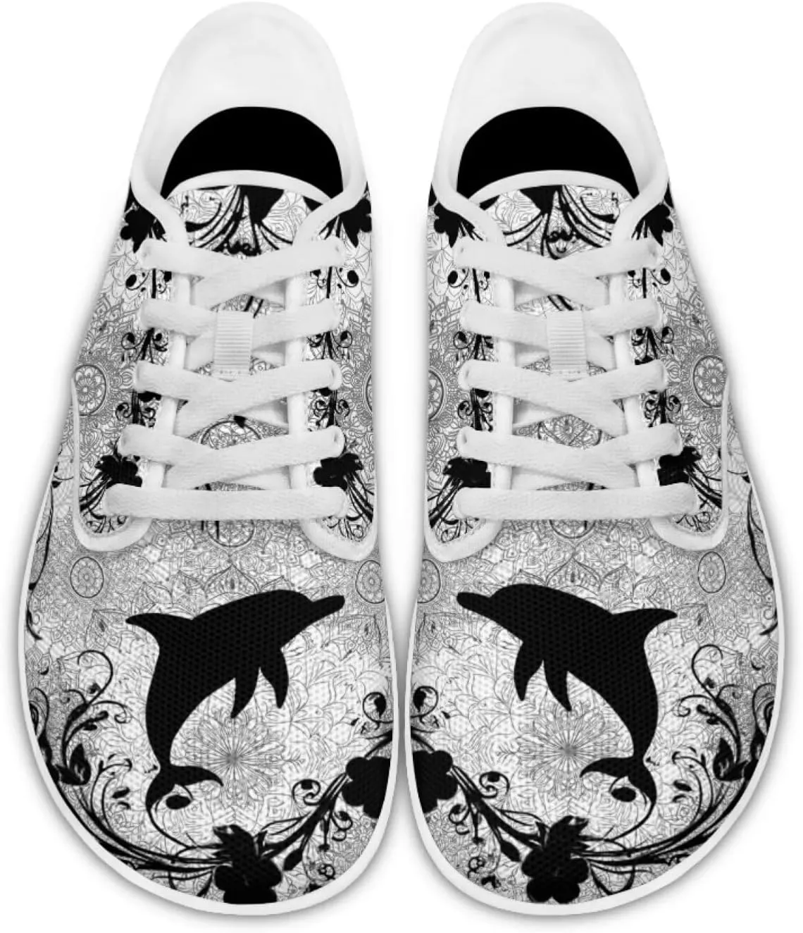 Howilath Boho Mandala Animal Women Barefoot Shoes Casual Shoes Lace up Loafers Running Sneaker with EVA Sole