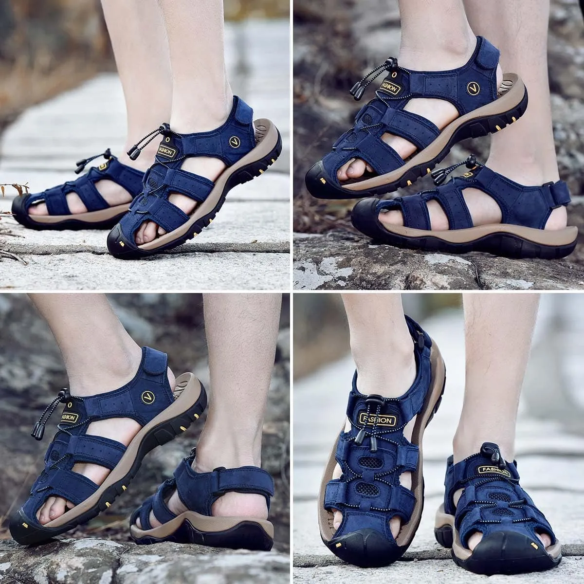 HYDLONGR Men's Women's Comfortable Outdoor Non-Slip Open-Toed Sports Sandals Wading Beach shoes Athletic Lightweight Hiking Sandals