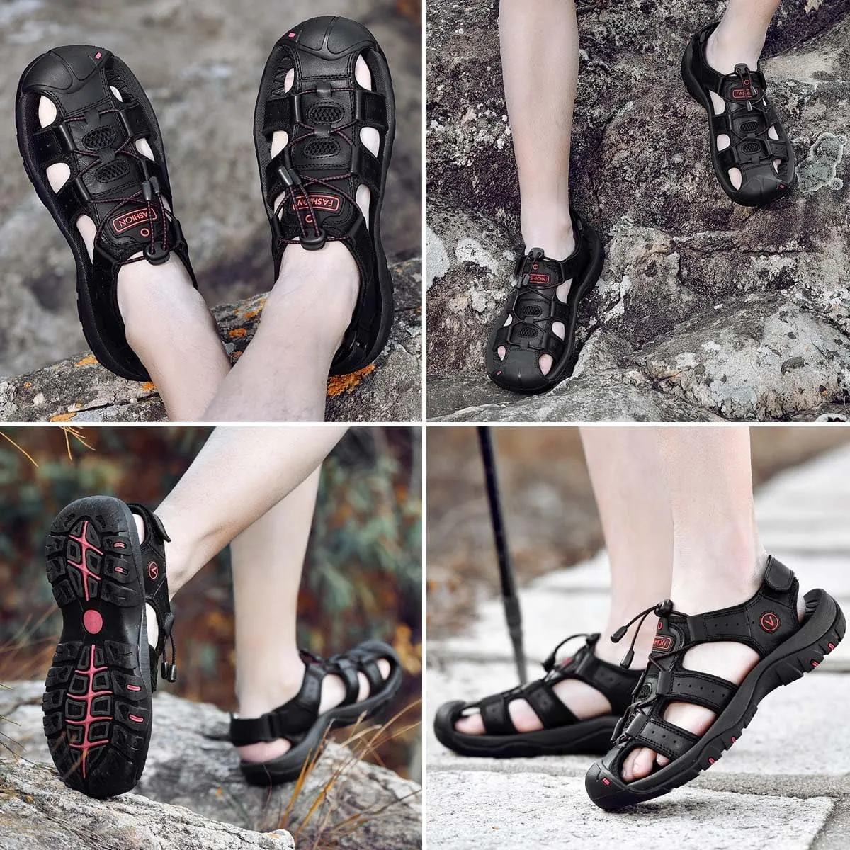 HYDLONGR Men's Women's Comfortable Outdoor Non-Slip Open-Toed Sports Sandals Wading Beach shoes Athletic Lightweight Hiking Sandals