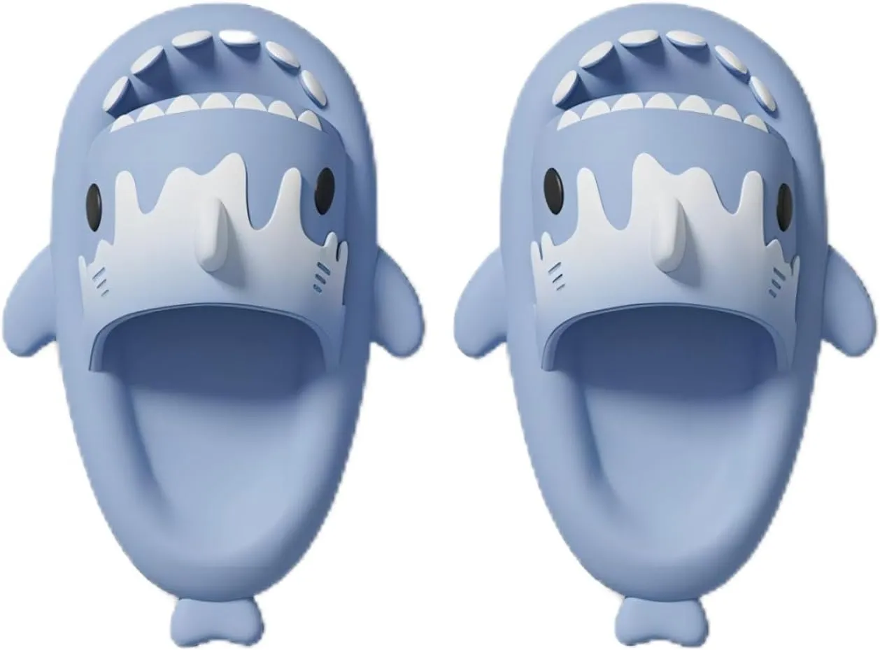 Ice Cream Shark Slides, Cute Cartoon 3D Cloud Shark House Slippers Shoes Sandals For Women Men