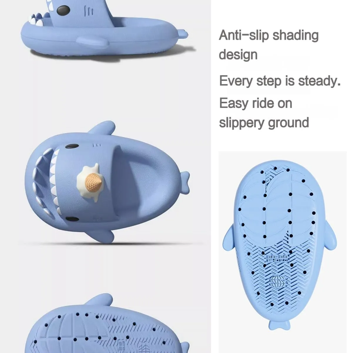 Ice Cream Shark Slides,Shark Slides Cloud Slippers,Anti-Slip Beach Pool Shower Shoes for Summer,Sandals For Women Men
