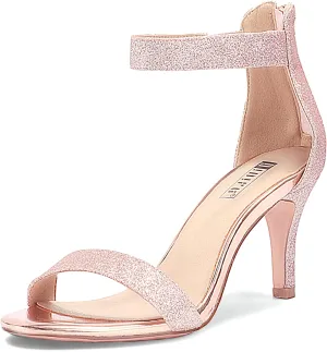 IDIFU Women's 3 Inch Kitten Heels - Dressy Open Toe Heels Ankle Strap Heeled Sandals for Bride Wedding Bridal Shoes On Evening Prom