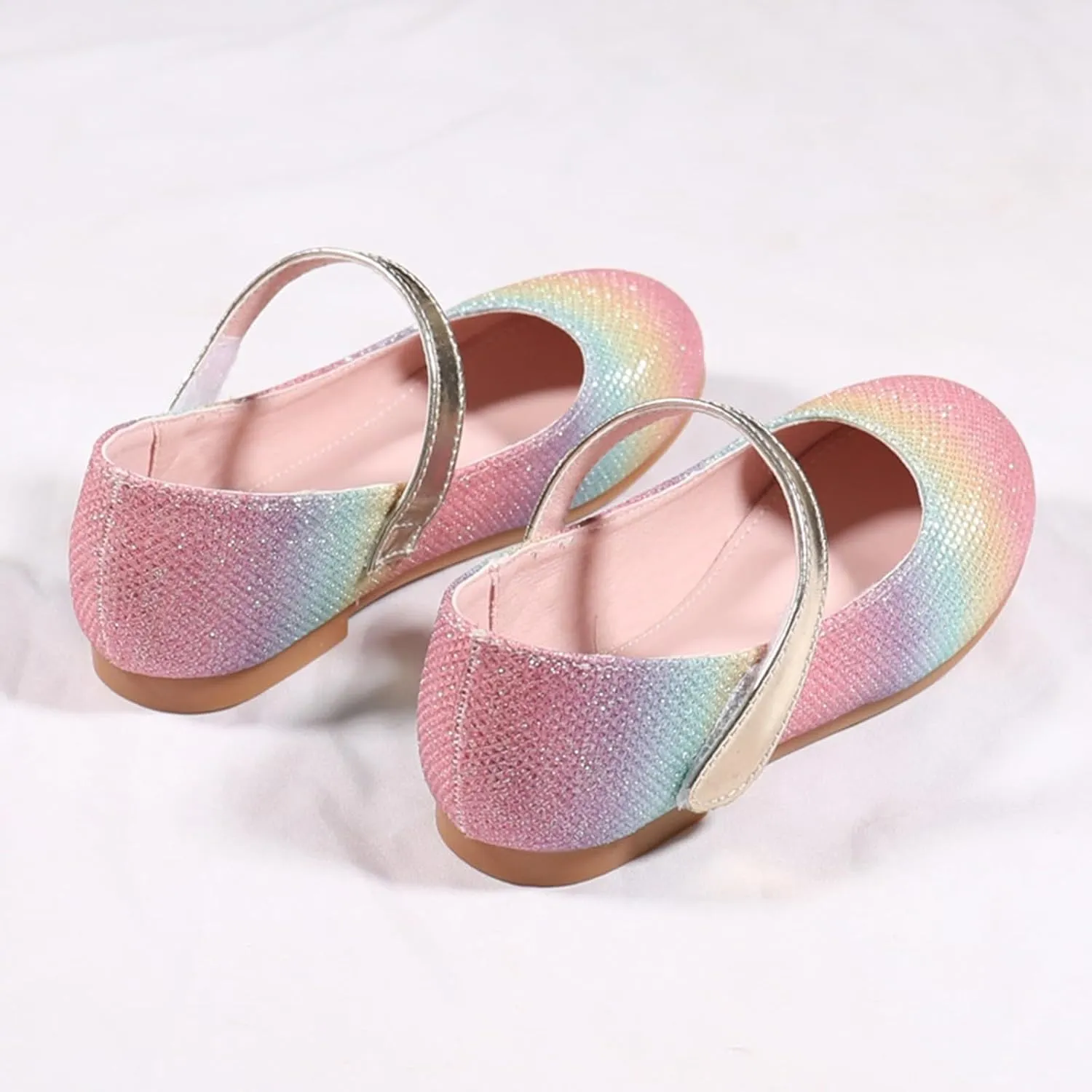 Infant Baby Girls Mary Jane Flats Bow Non-slip Slip-On Mary Jane Flats Baptism Dresses Shoes Sequins Crib Shoes