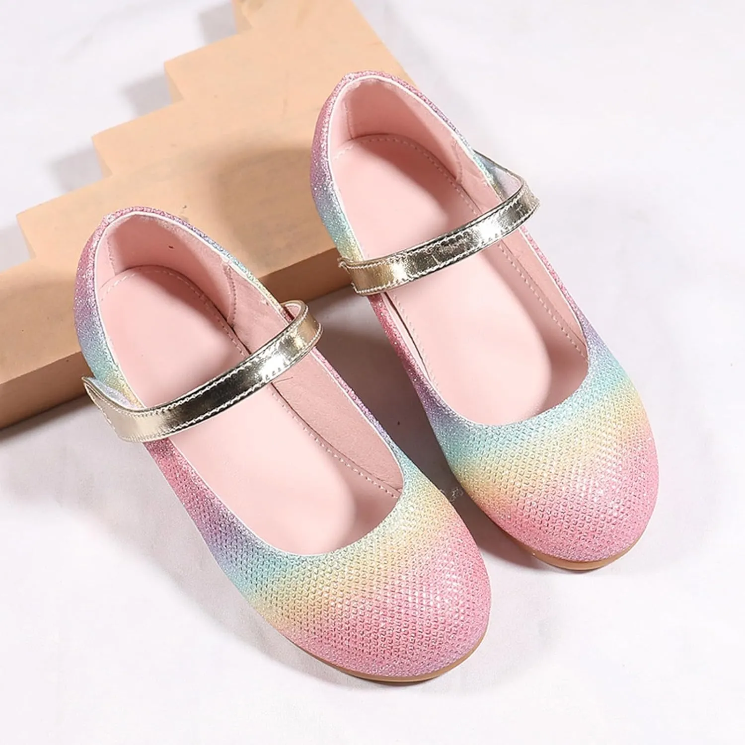 Infant Baby Girls Mary Jane Flats Bow Non-slip Slip-On Mary Jane Flats Baptism Dresses Shoes Sequins Crib Shoes