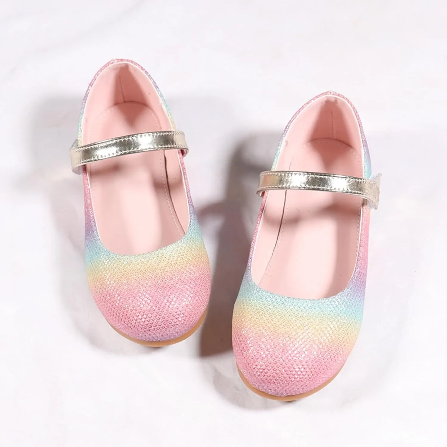Infant Baby Girls Mary Jane Flats Bow Non-slip Slip-On Mary Jane Flats Baptism Dresses Shoes Sequins Crib Shoes