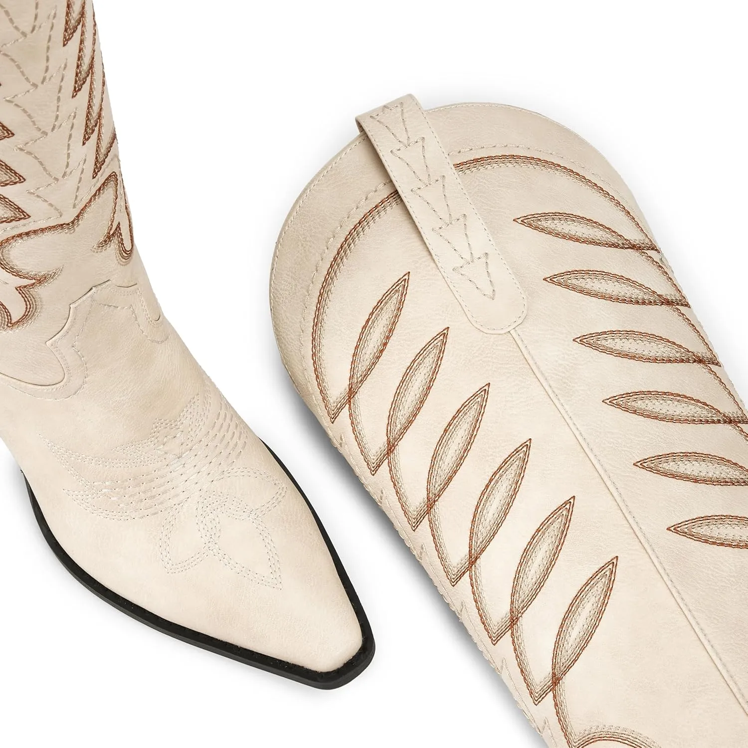 ISNOM Cowboy Boots for Women Knee High Cowgirl Western Boots Womens Embroidered Tall Cowboy Boot Comfort Fashion Long Boot