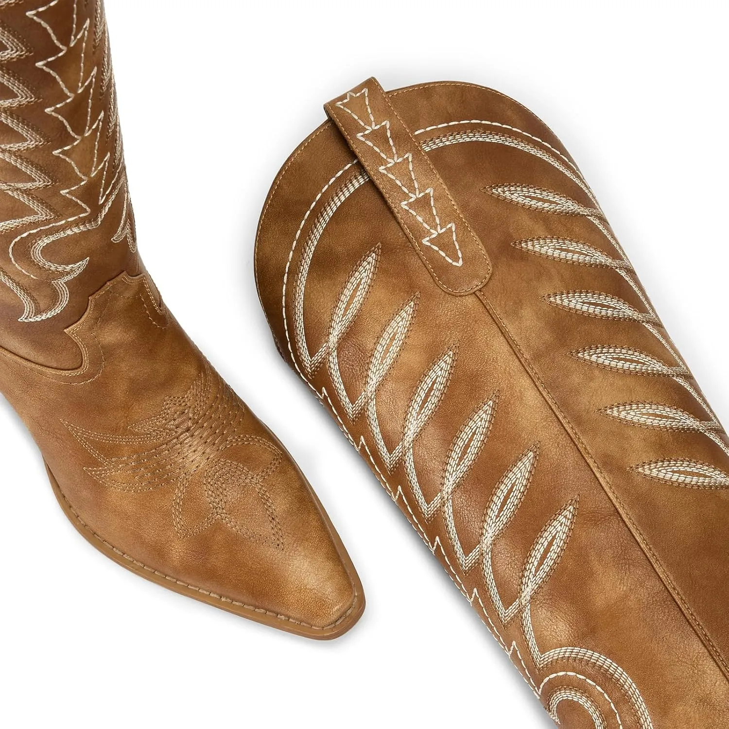 ISNOM Cowboy Boots for Women Knee High Cowgirl Western Boots Womens Embroidered Tall Cowboy Boot Comfort Fashion Long Boot