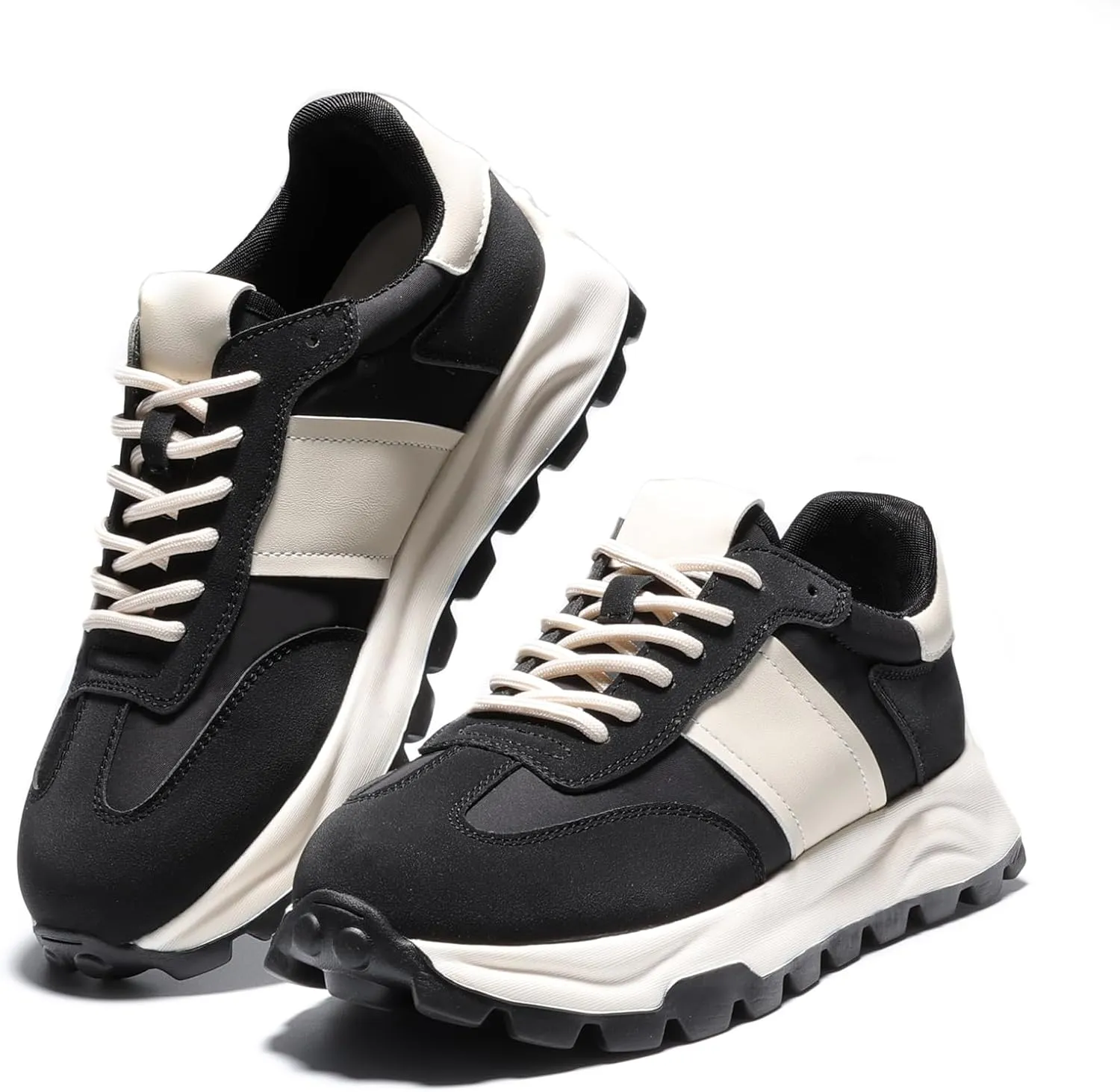 IXU Womens Sneakers Fashion Lightweight Tennis Sneakers for Women Fashion Walking Leather Suede Lace Up Non-Slip Casual Womens Shoes Comfortable Shoes