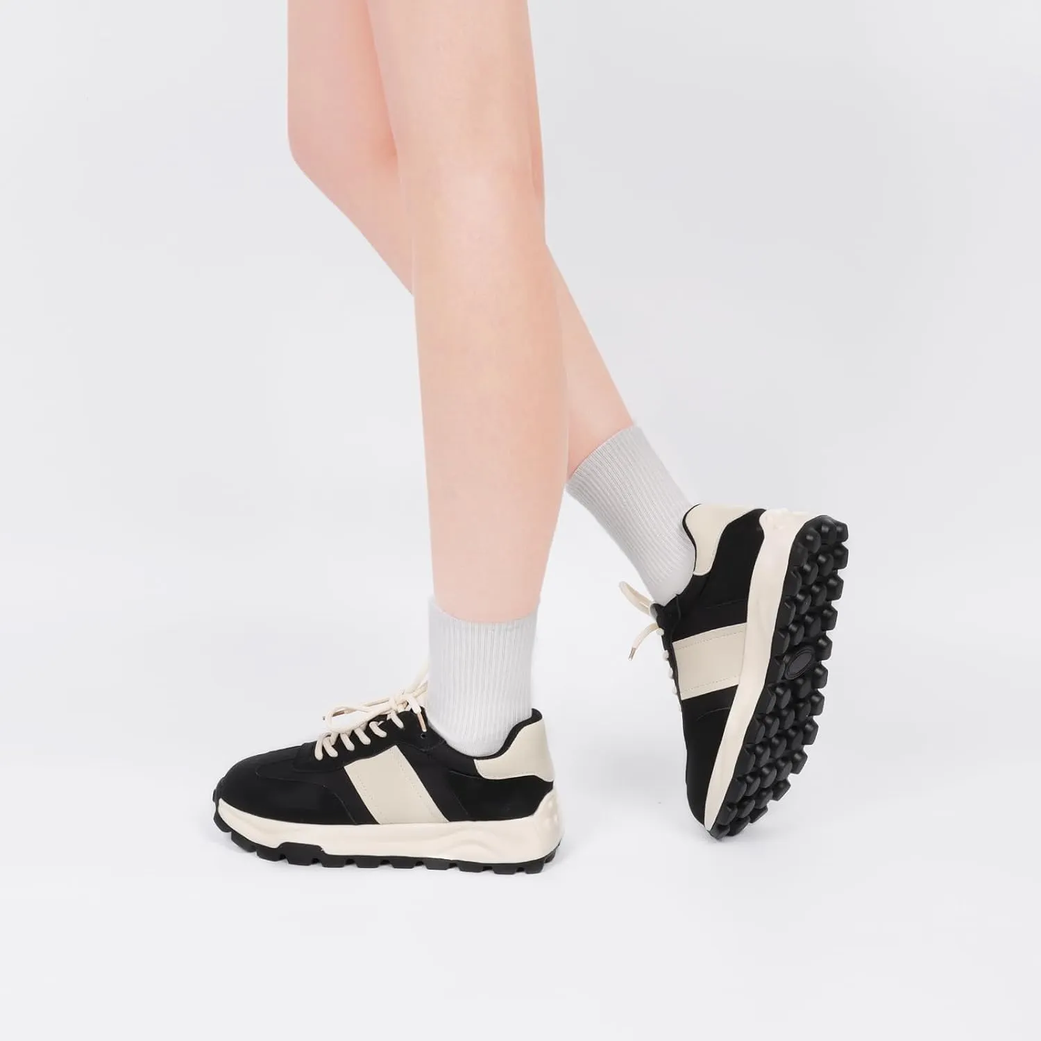 IXU Womens Sneakers Fashion Lightweight Tennis Sneakers for Women Fashion Walking Leather Suede Lace Up Non-Slip Casual Womens Shoes Comfortable Shoes