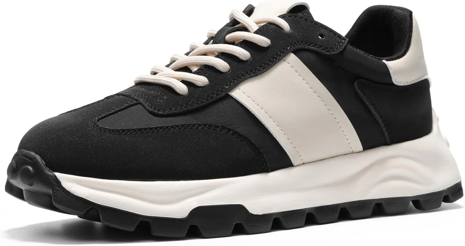 IXU Womens Sneakers Fashion Lightweight Tennis Sneakers for Women Fashion Walking Leather Suede Lace Up Non-Slip Casual Womens Shoes Comfortable Shoes