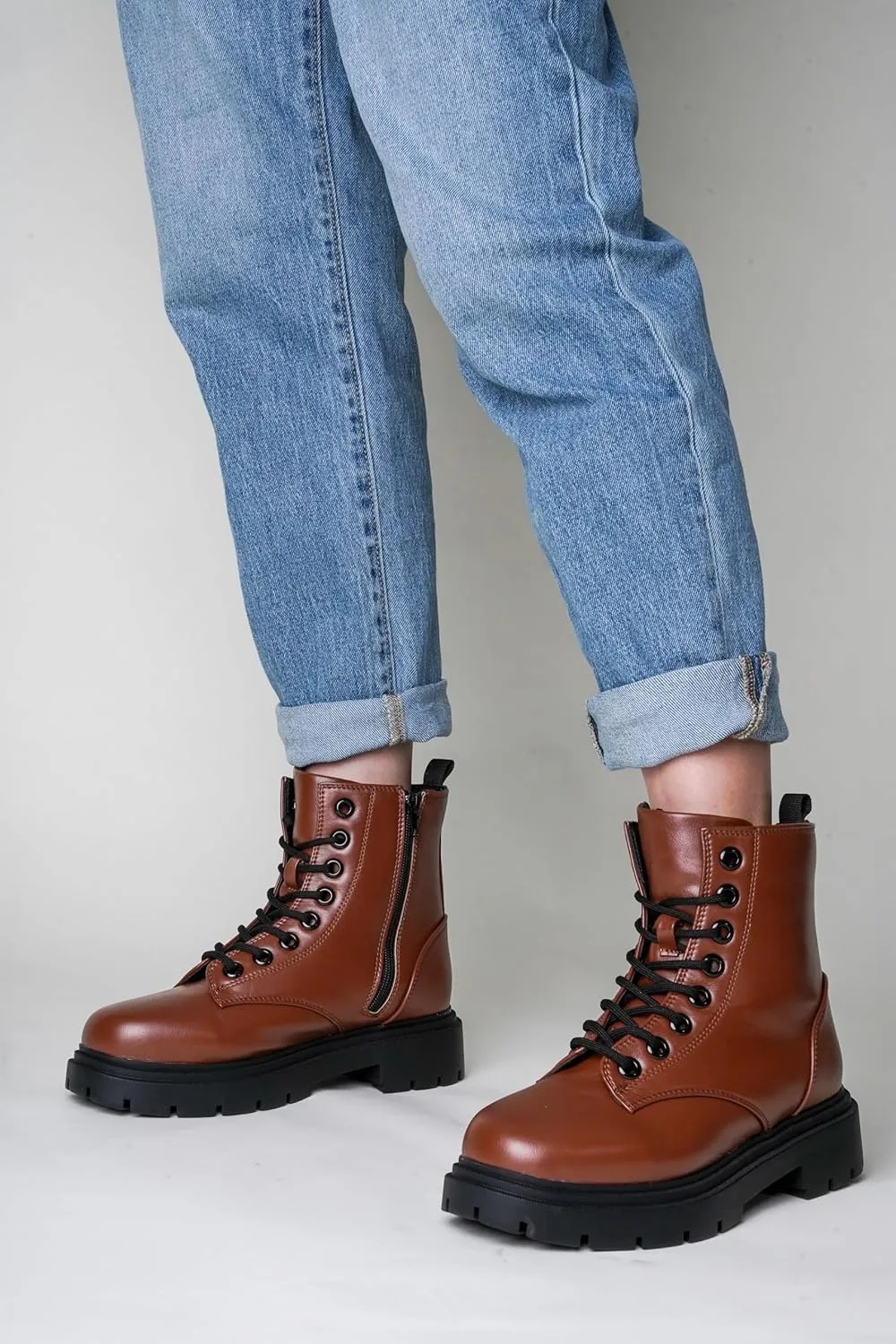 J. Adams Harley Combat Boot - Casual Outdoors Slip On Lace Up Ankle Bootie