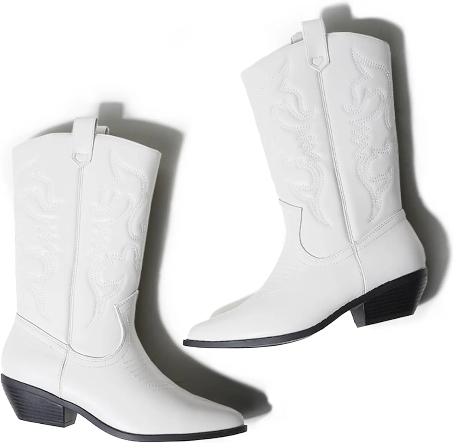 J. Adams Lasso Cowgirl Boots for Women - Mid Calf Low Heel Western Boot
