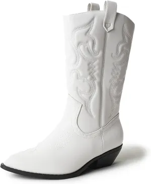 J. Adams Lasso Cowgirl Boots for Women - Mid Calf Low Heel Western Boot