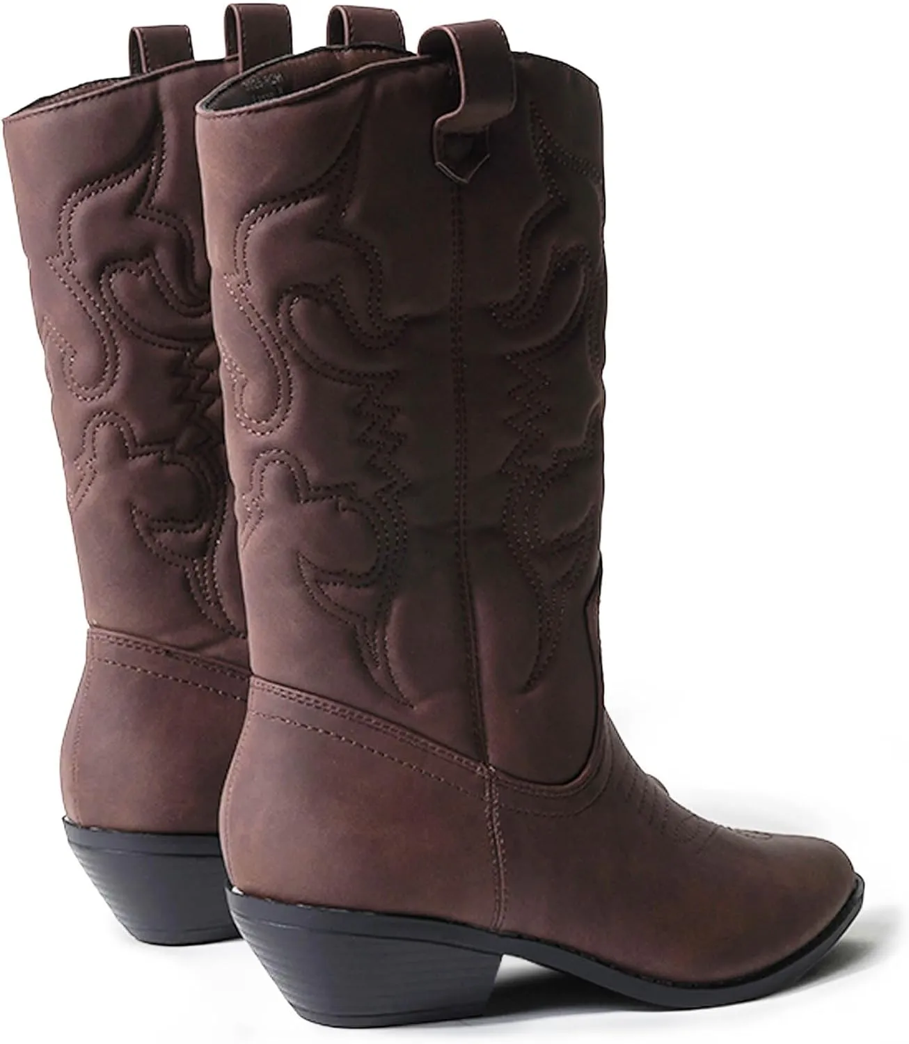 J. Adams Lasso Cowgirl Boots for Women - Mid Calf Low Heel Western Boot