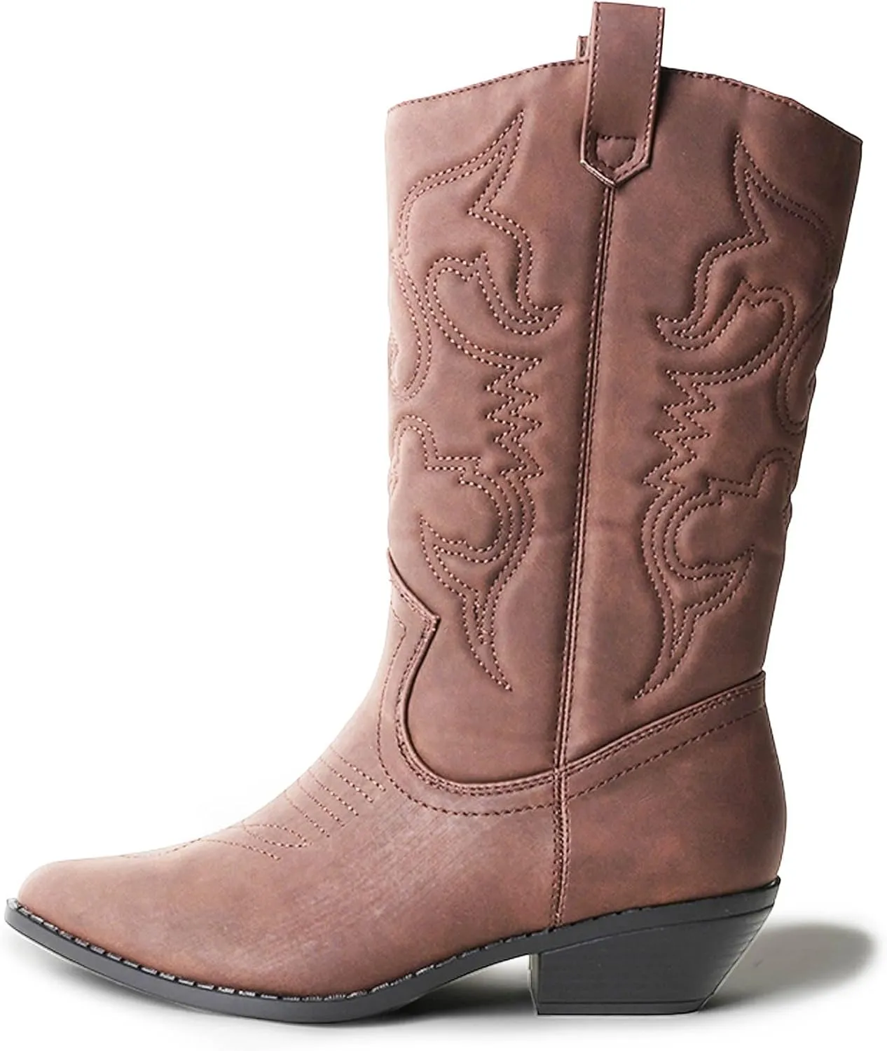 J. Adams Lasso Cowgirl Boots for Women - Mid Calf Low Heel Western Boot