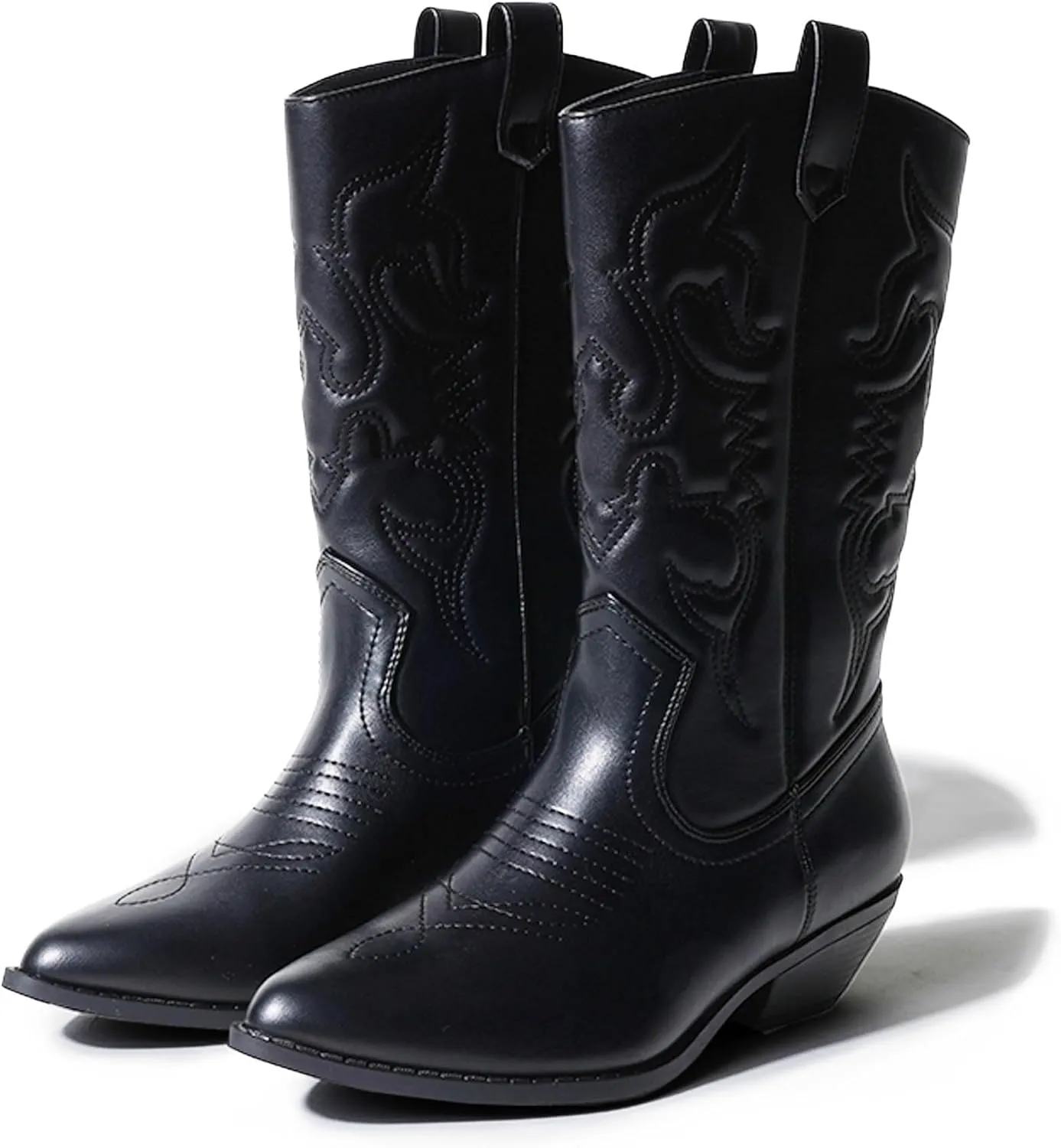 J. Adams Lasso Cowgirl Boots for Women - Mid Calf Low Heel Western Boot