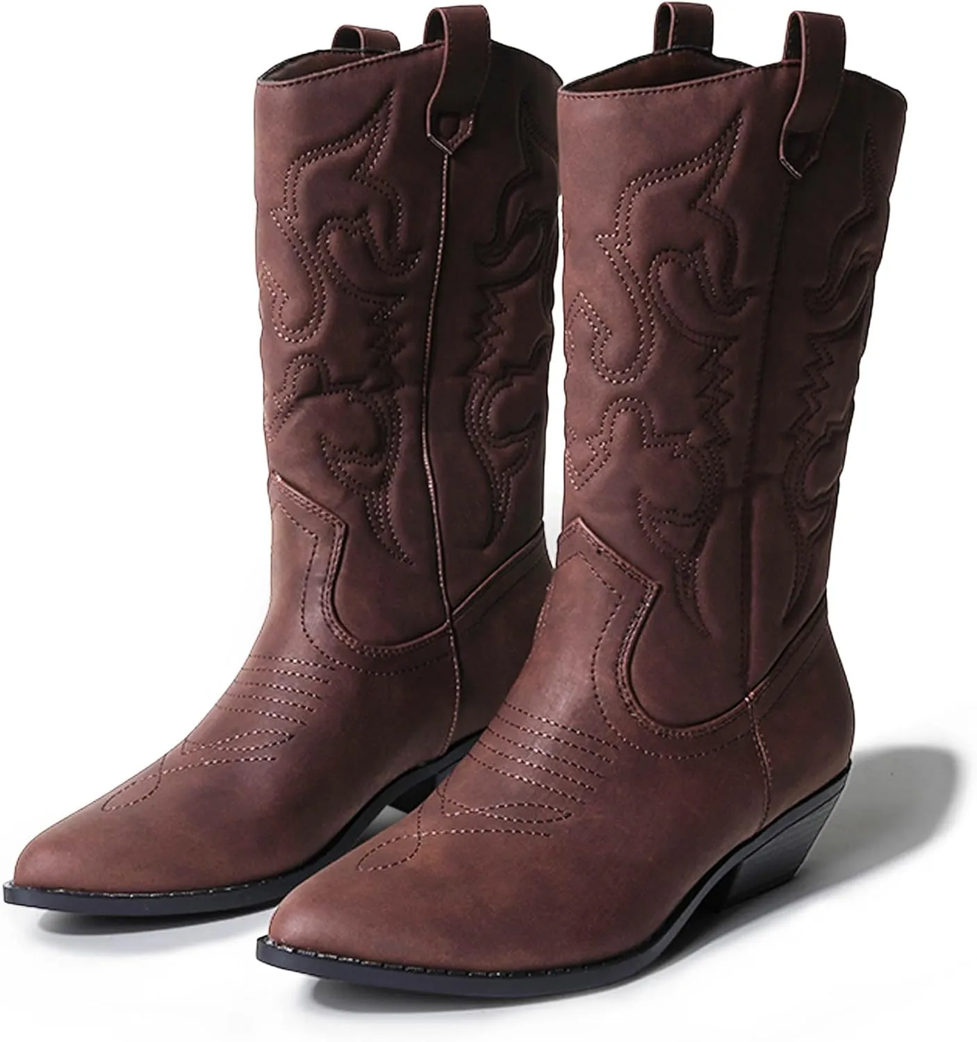 J. Adams Lasso Cowgirl Boots for Women - Mid Calf Low Heel Western Boot