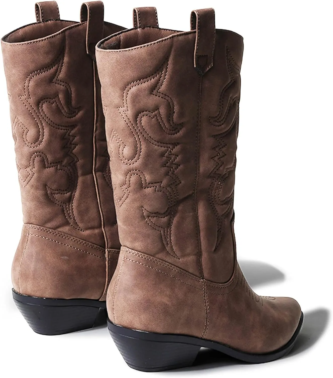J. Adams Lasso Cowgirl Boots for Women - Mid Calf Low Heel Western Boot