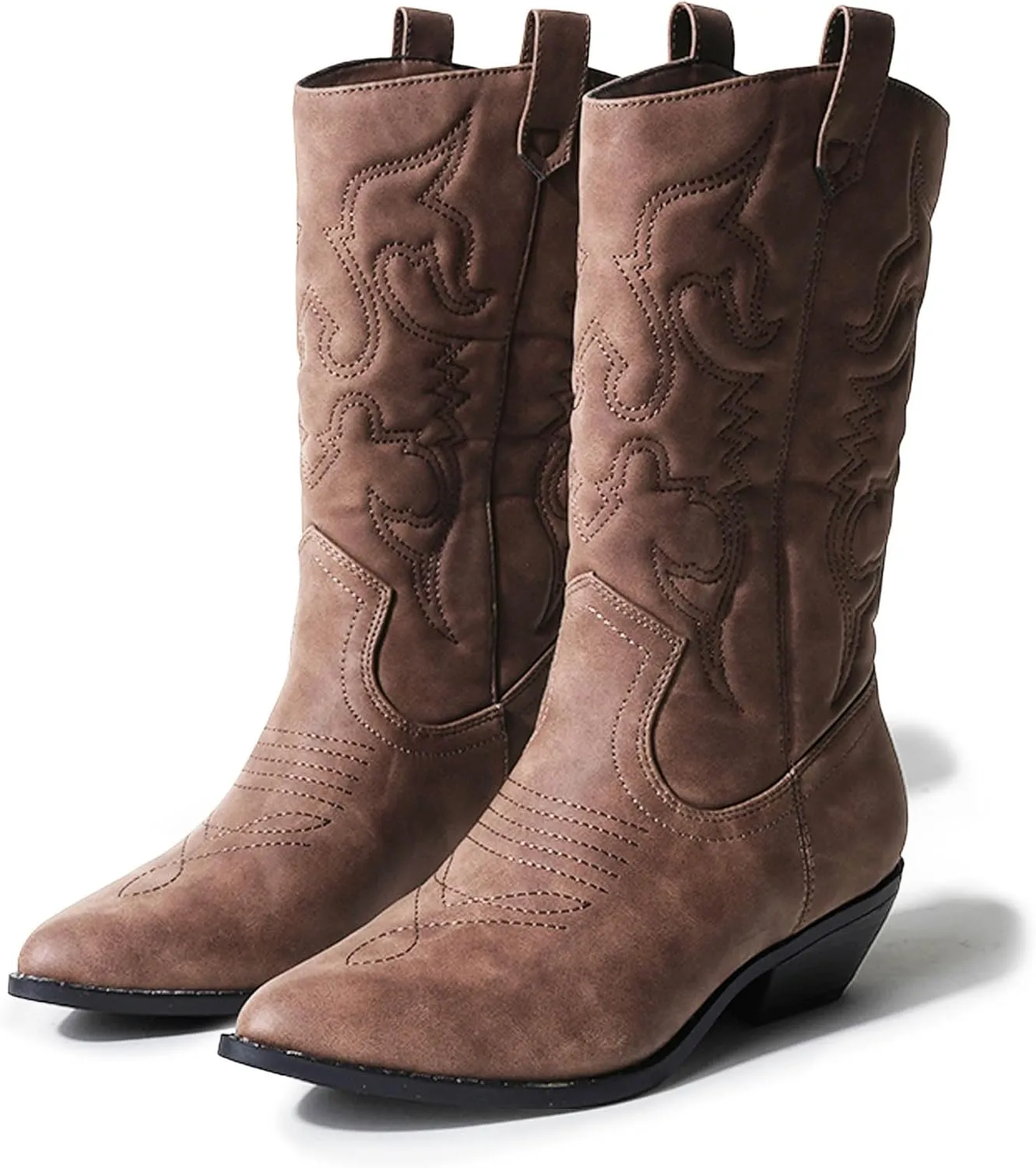 J. Adams Lasso Cowgirl Boots for Women - Mid Calf Low Heel Western Boot
