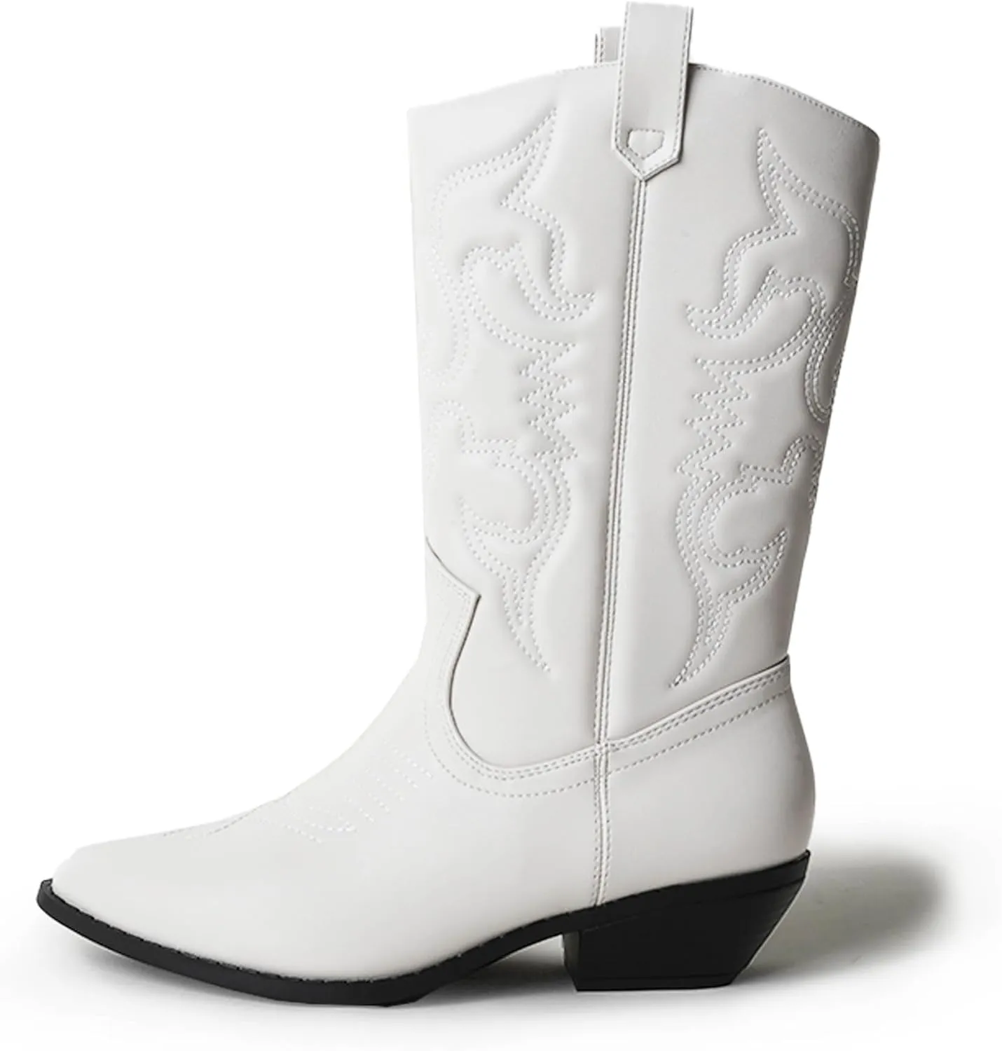 J. Adams Lasso Cowgirl Boots for Women - Mid Calf Low Heel Western Boot
