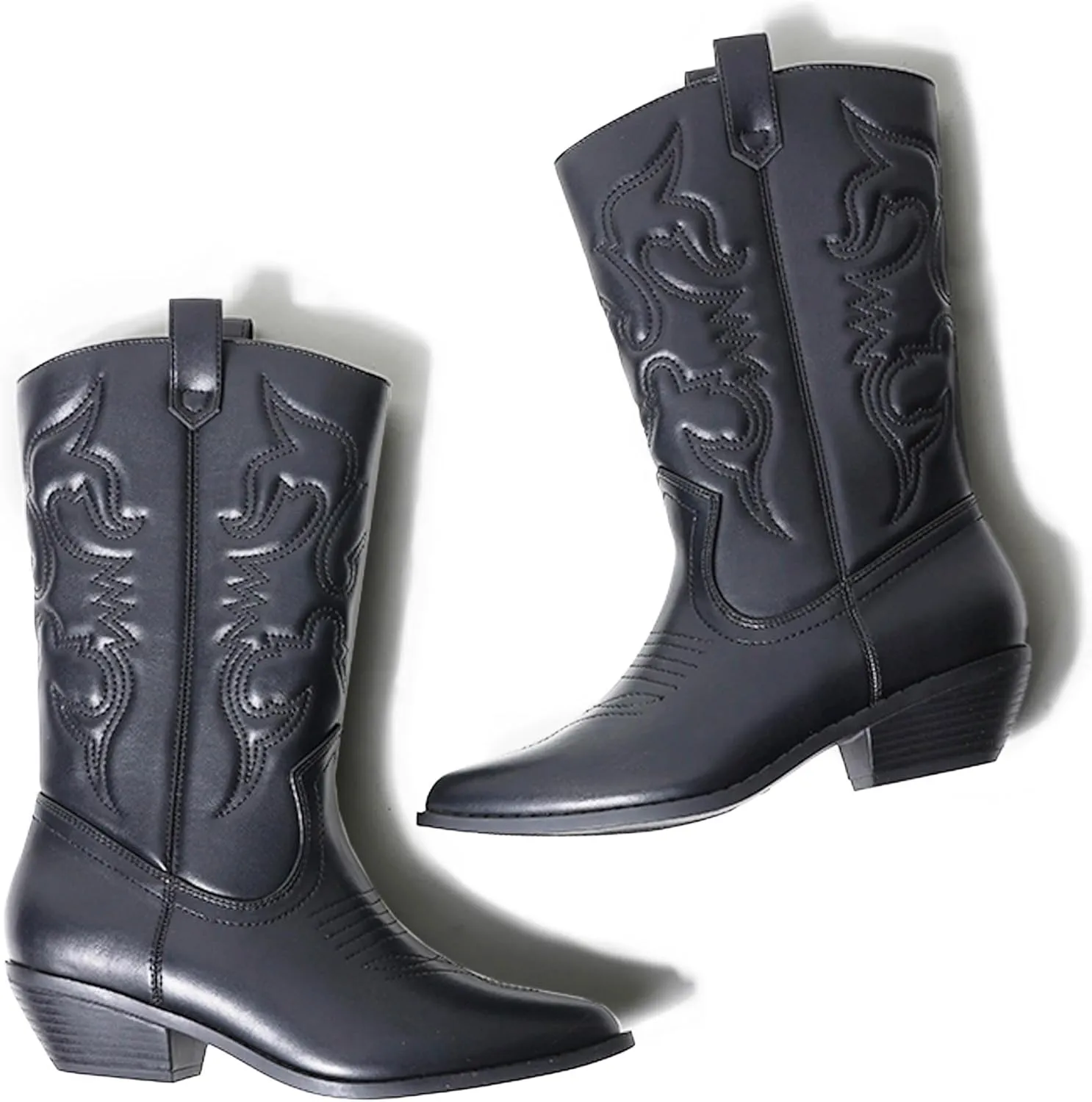 J. Adams Lasso Cowgirl Boots for Women - Mid Calf Low Heel Western Boot